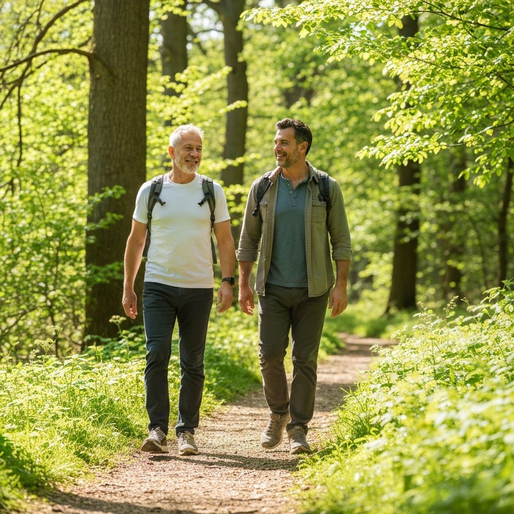 Men 40+ walking in nature